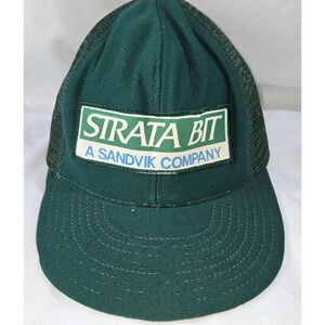 Sandvik Strata Bit Vintage Dad Trucker Mesh Hat Snapback Green 1980s